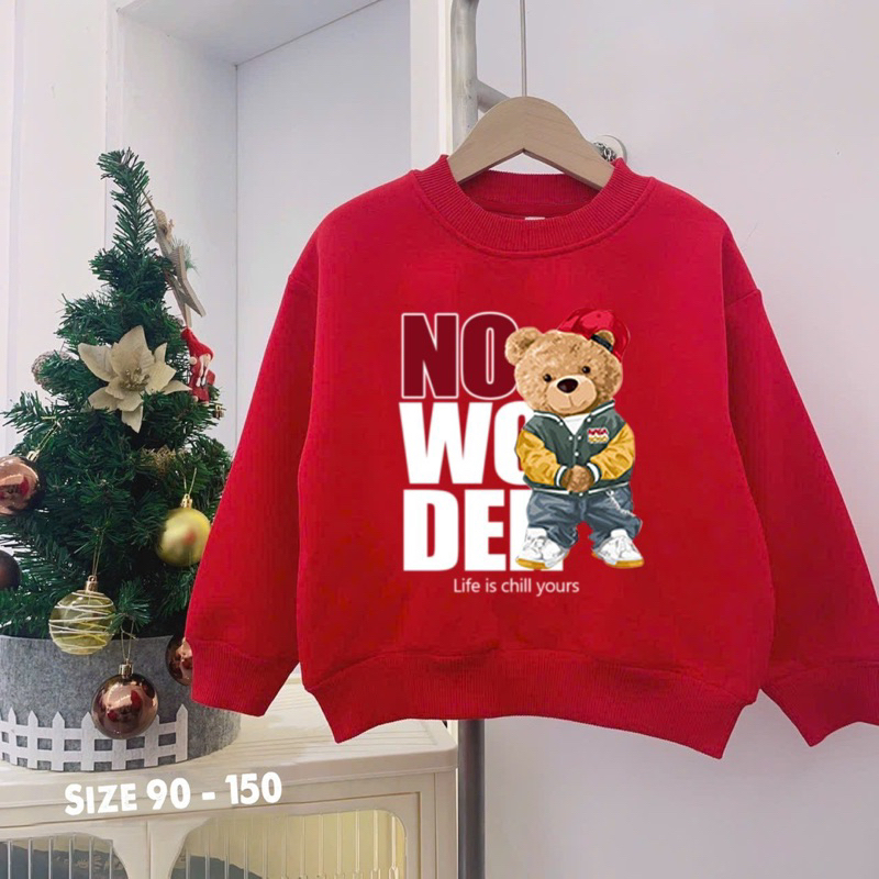 Áo nỉ bông đỏ in hình cho bé trai bé gái diện tết siêu đẹp size từ 12-35 cân