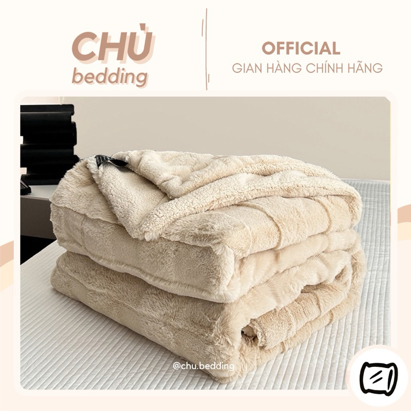 CHĂN LÔNG CỪU MINI SIZE (1 mặt tuyết & 1 mặt lông cừu)