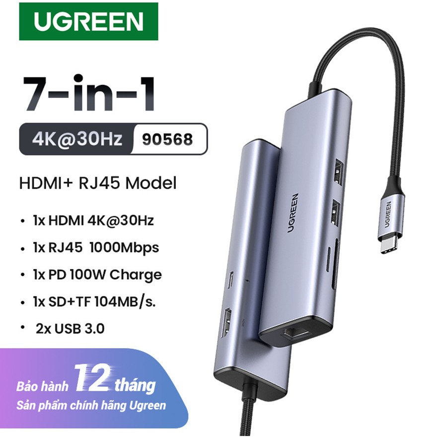 Hub USB Type C 7 in 1 Ugreen 60515 90568 15598 CM512