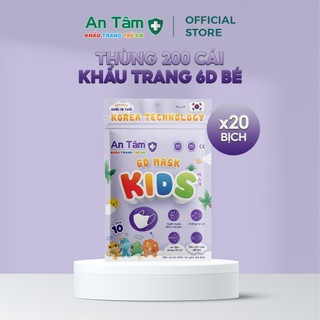 Thùng 200 cái - khẩu trang y tế kháng khuẩn 6d cho bé chính hãng an tâm