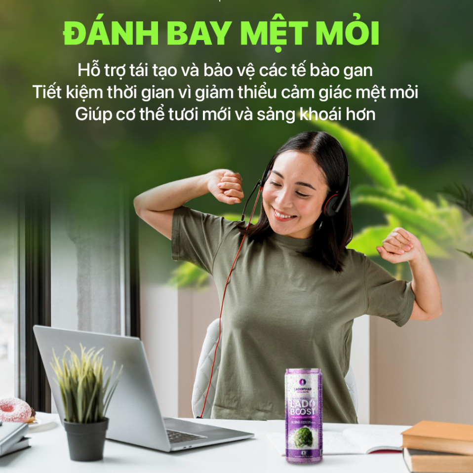 Nước uống tăng cường sức khỏe Lado Boost Actiso Ladopharma