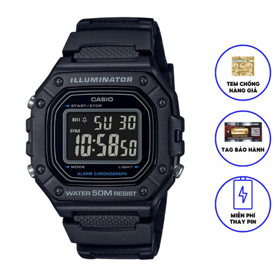 Đồng Hồ Nam Casio Dây Nhựa Trẻ Trung W-218H-1BVDF Chính Hãng