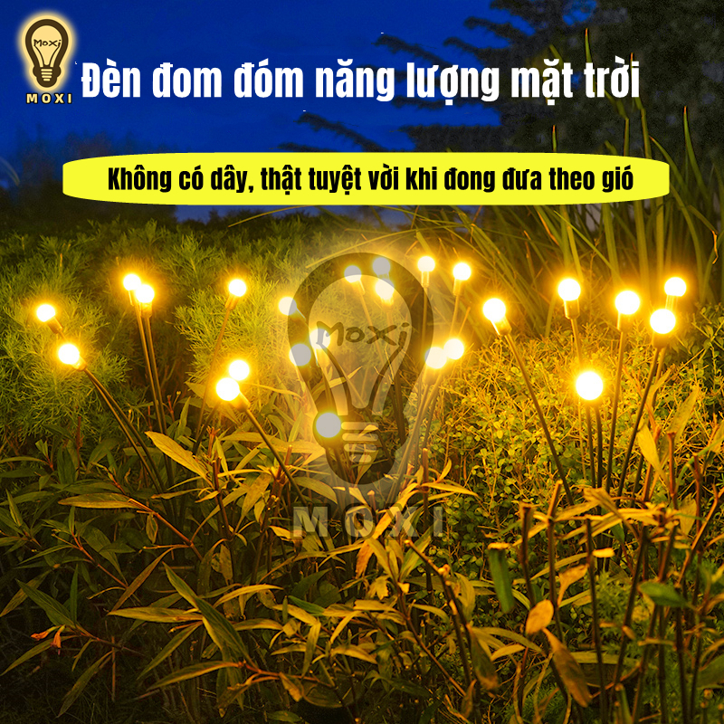 Đèn Đom Đóm Năng Lượng Mặt Trời DECOR Trang Trí Sân Vườn  Ngoài Trời 10 đầu led