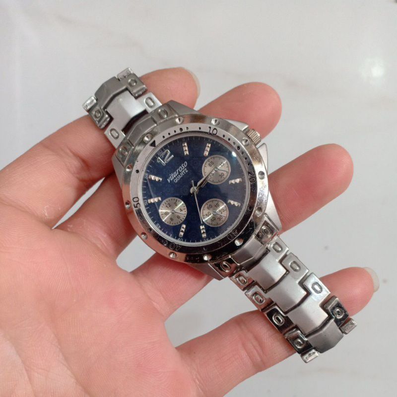 Đồng hồ si nam hiệu VITAROSO giả 6 kim mặt xanh than độ mới cao 90%