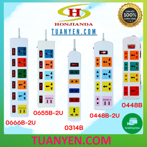 Ổ Cắm Điện HONJIANDA 3300W CÓ 2 Cổng USB, AT0655B-2U, AT0666B-2U, 0448B-2U, 0448B, 0314B - Hàng Chính Hãng