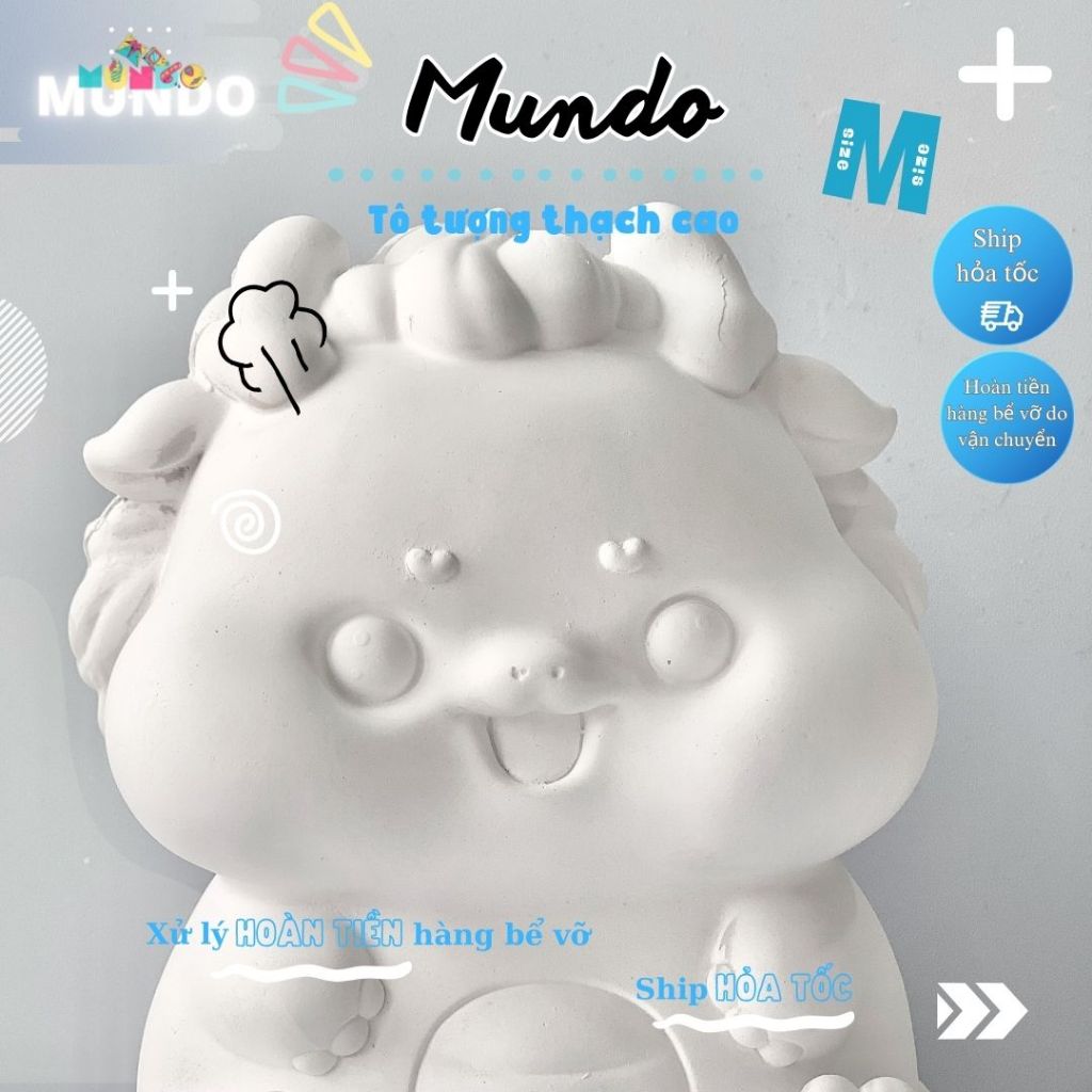 Tô Tượng Thạch Cao Bé Rồng Béo Ú Size XXL 003, Tượng Thạch Cao MUNDO