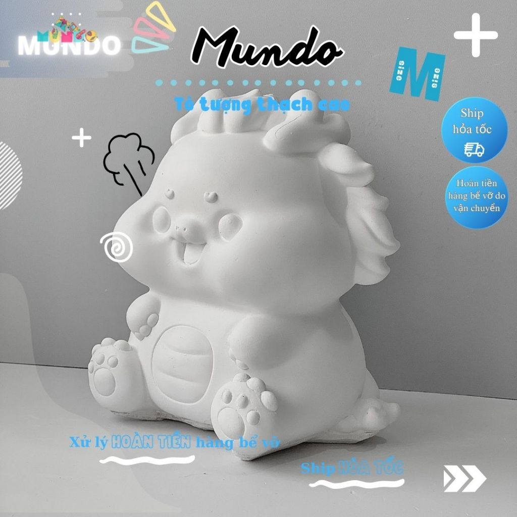 Tô Tượng Thạch Cao Bé Rồng Béo Ú Size XXL 003, Tượng Thạch Cao MUNDO