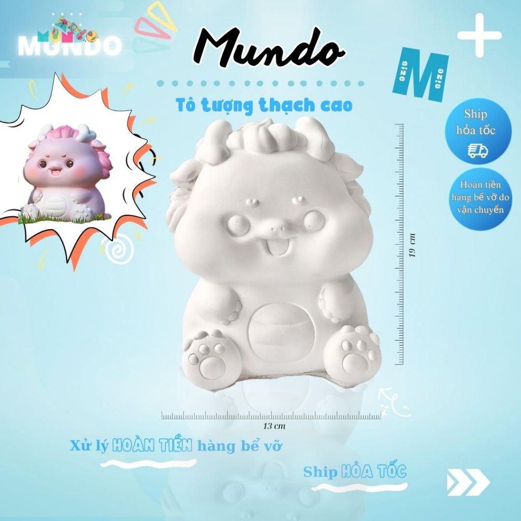 Tô Tượng Thạch Cao Bé Rồng Béo Ú Size XXL 003, Tượng Thạch Cao MUNDO