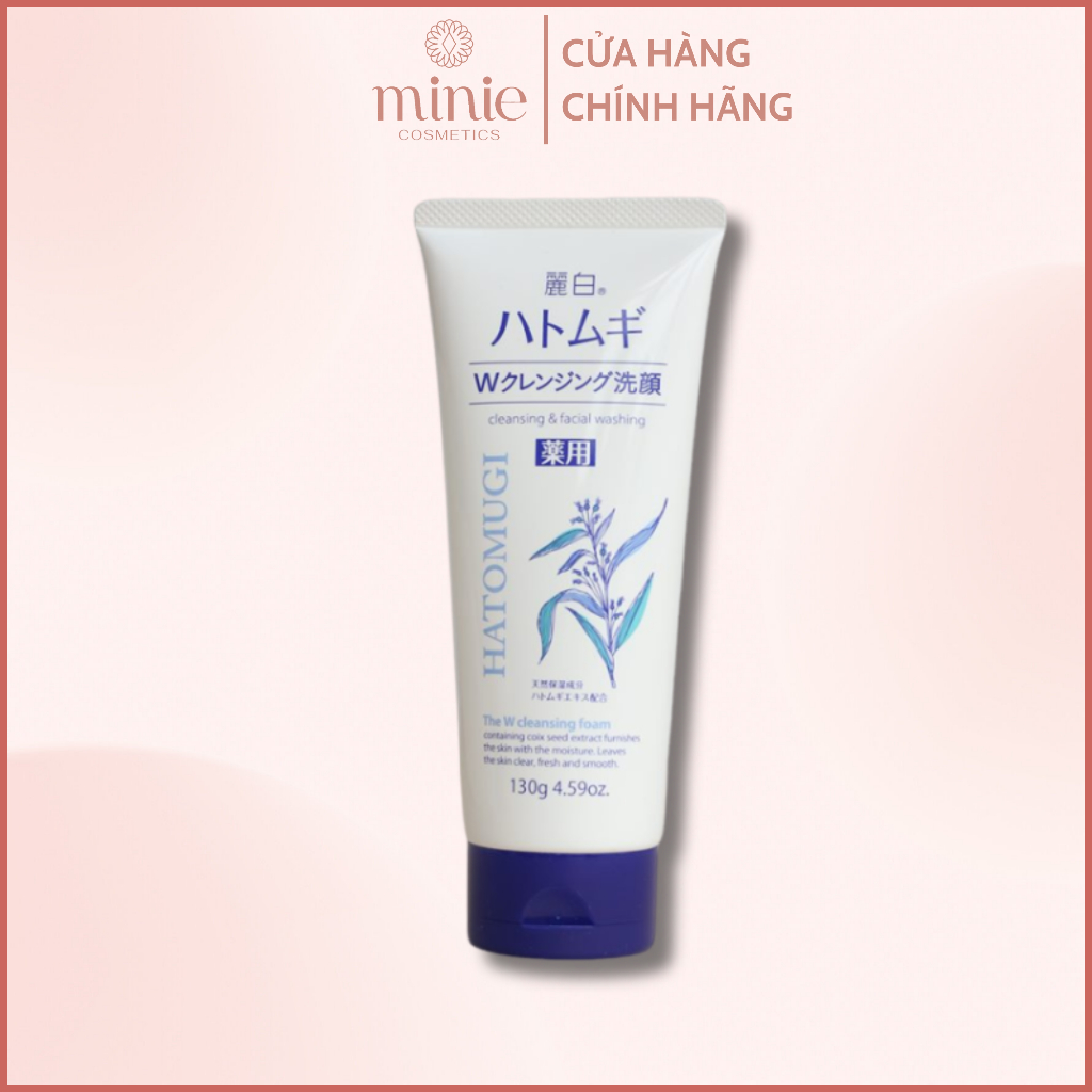 Sữa Rửa Mặt Tẩy Trang Hatomugi Dưỡng Sáng Da Reihaku Hatomugi W Cleansing Foam 130g