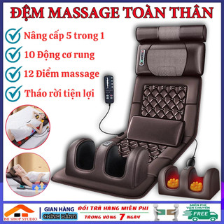 đệm massage toàn thân kèm đệm massage chân-thảm ghế mát xa rung,làm ấm,dụng cụ phục hồi sức khỏeTặng kèm túi dược