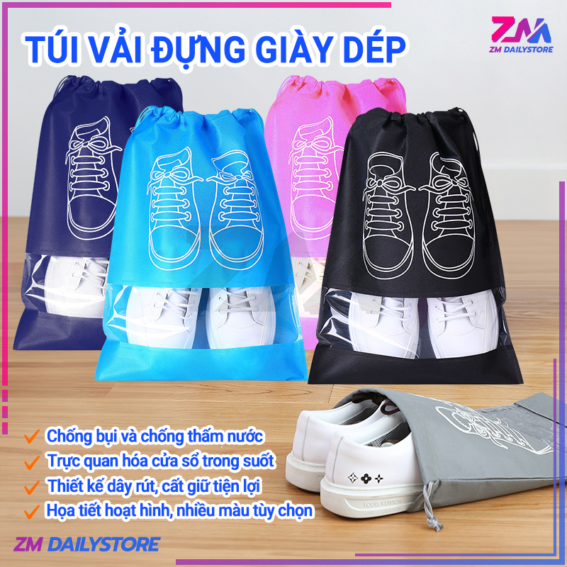 Túi Vải Đựng Giày Dép Dây Rút Chống Bẩn Du Lịch Size Lớn Với Họa Tiết Thiết Kế Đẹp Mắt
