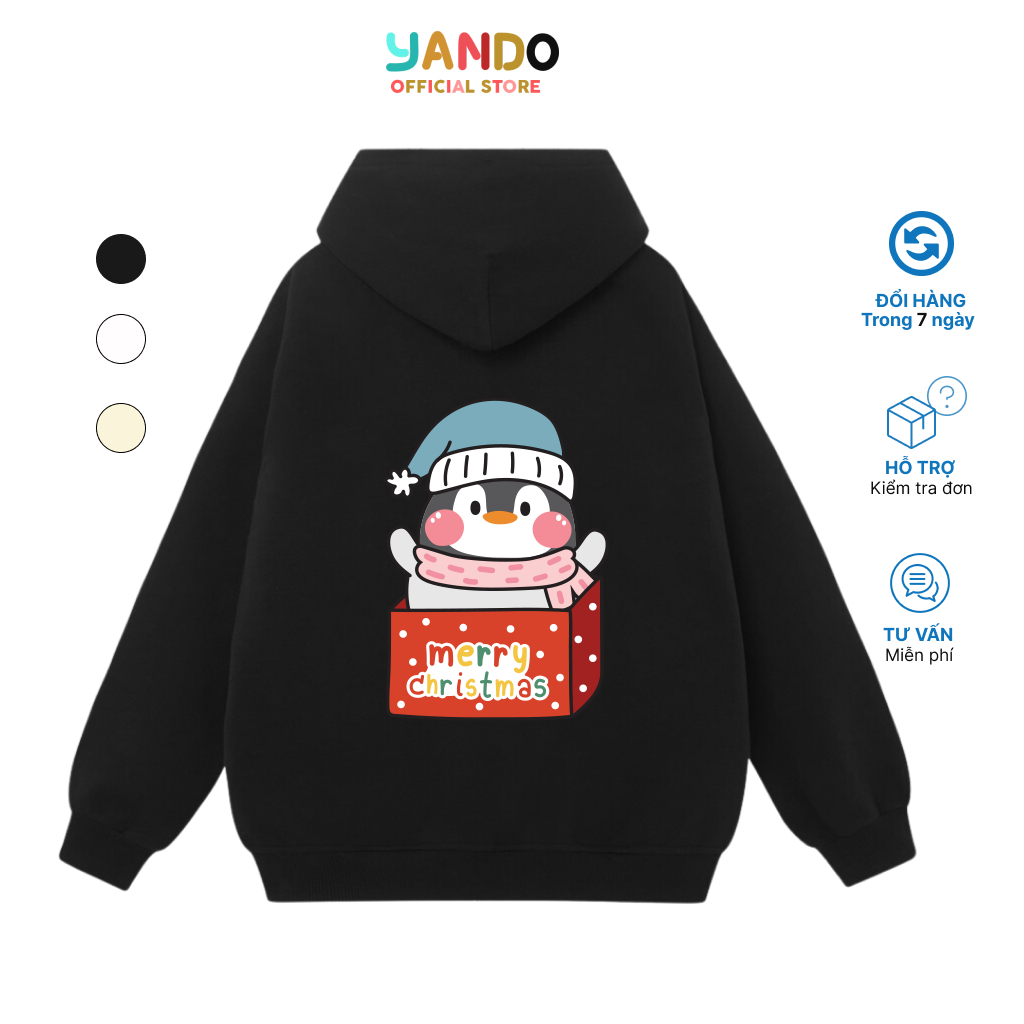 Áo Hoodie Merry Christmas CHIM CÁNH CỤT Form Rộng Unisex YANDO OUTFITS L015 Nỉ Cotton French Terry 350GSM Local Brand