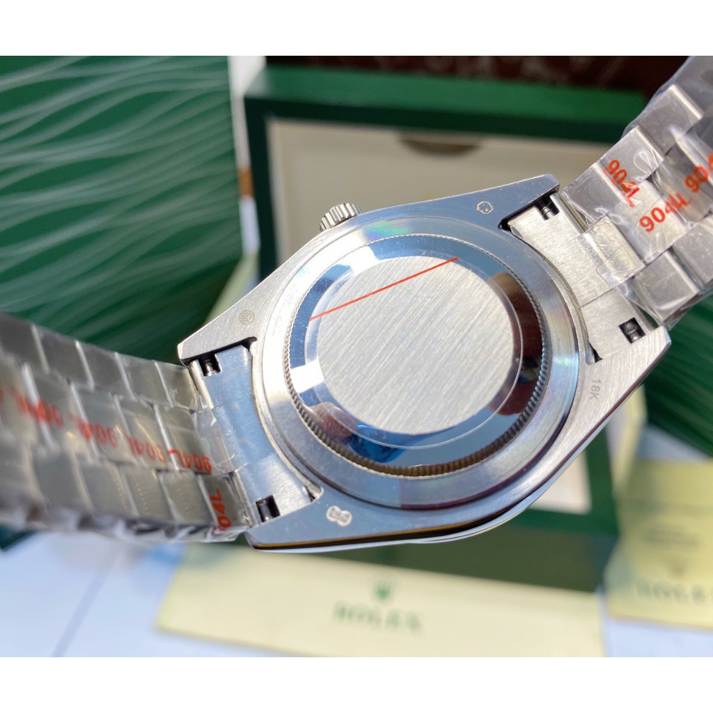 Đồng hồ Nam Rl day date 3kim vỏ trắng mặt trắng  số gạch đá nhật dòng cơ Automatic size 38mm 40mm