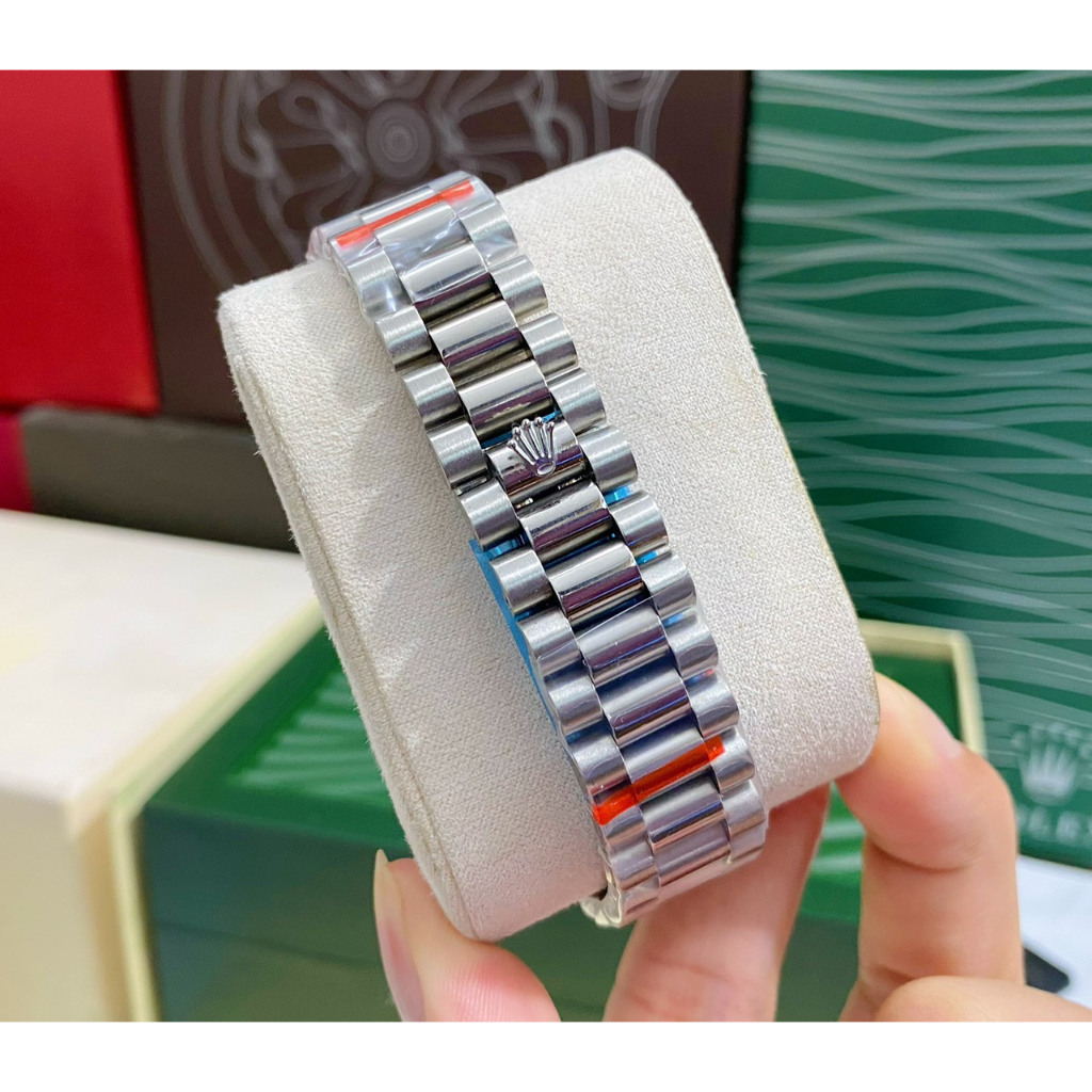 Đồng hồ Nam Rl day date 3kim vỏ trắng mặt trắng  số gạch đá nhật dòng cơ Automatic size 38mm 40mm