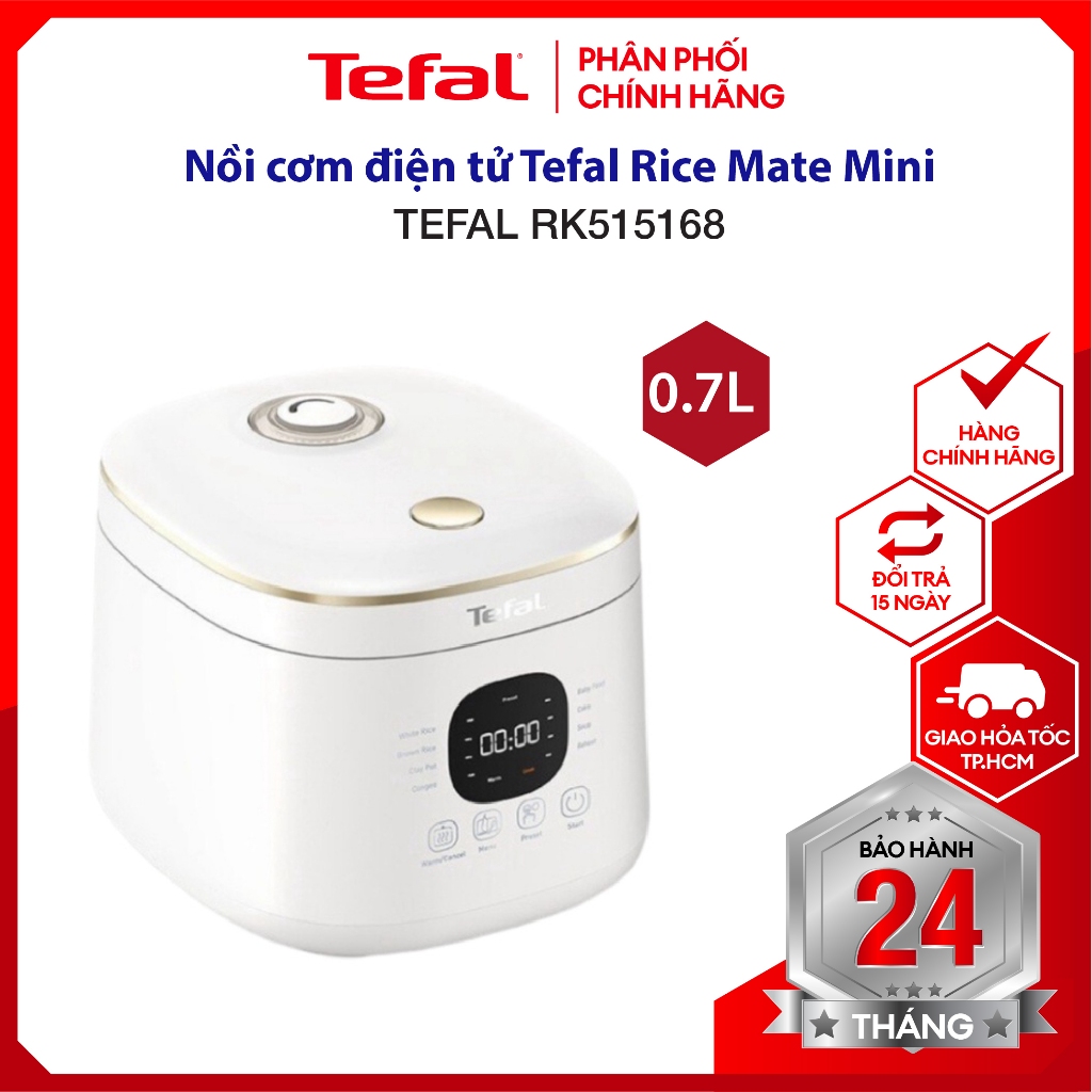 |Mẫu Mới| Nồi cơm điện tử Tefal Rice Mate Mini 0.7L RK515168 - Công nghệ AI tự động điều chỉnh thời gian, nhiệt độ