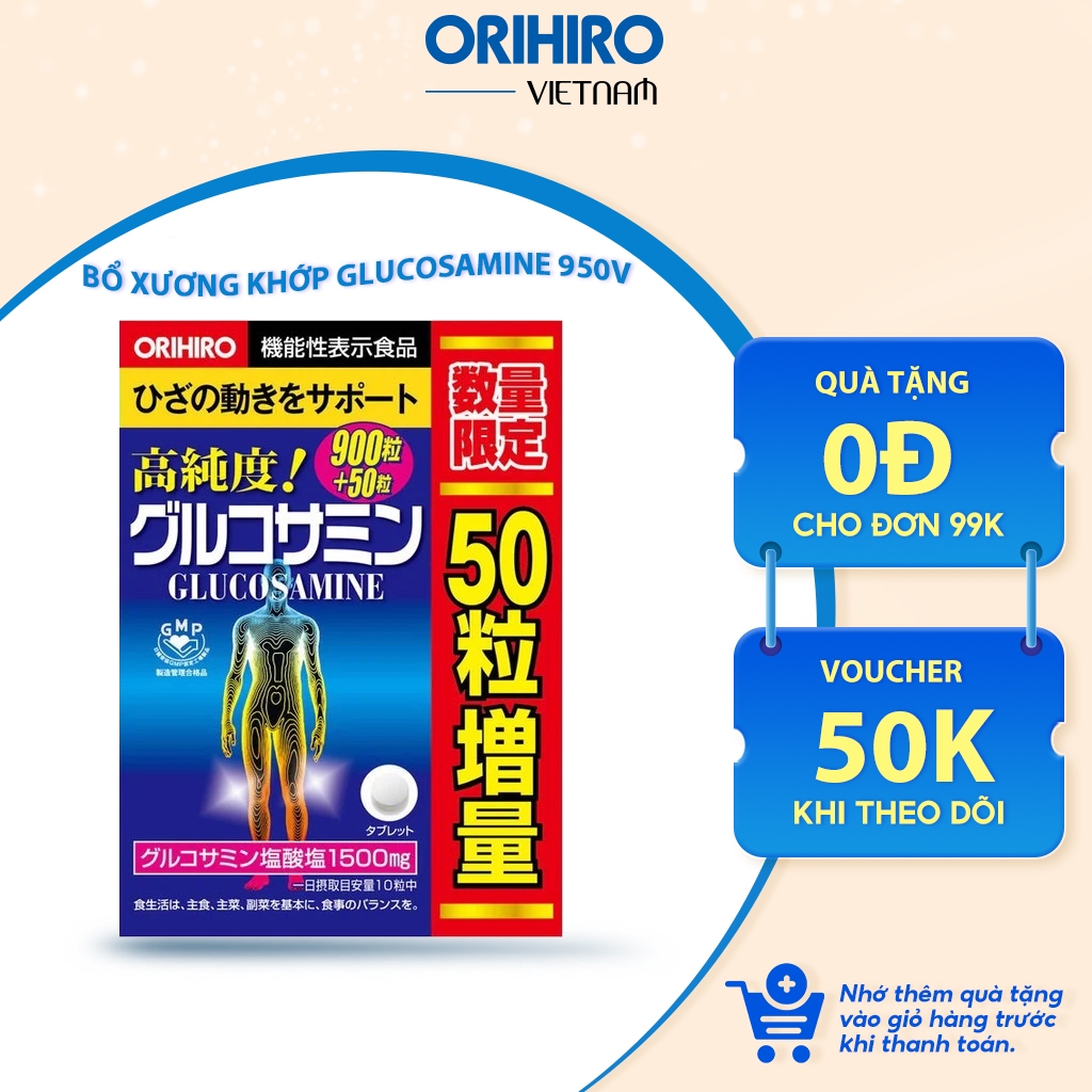 Viên uống bổ sung Glucosamine ORIHIRO Nhật Bản giảm đau xương khớp 900 viên - 950 viên