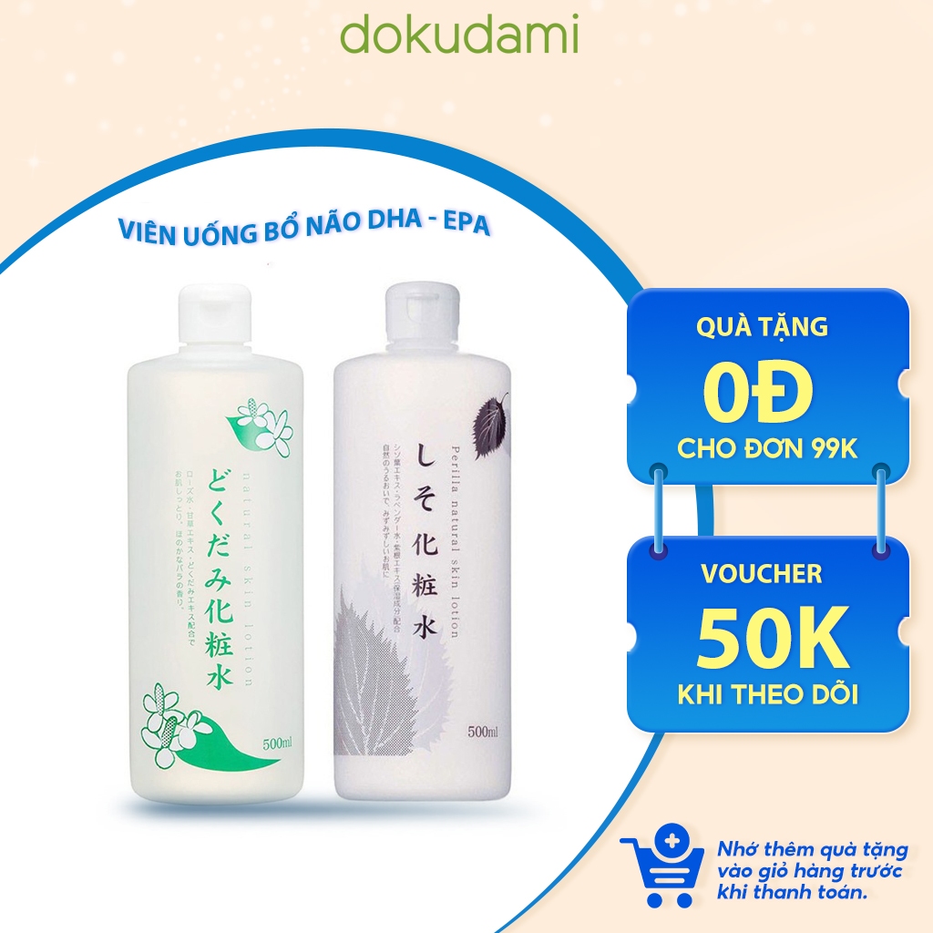 Nước Hoa Hồng Diếp Cá Tía Tô Dành Cho Da Dầu Mụn Toner Chinoshio Dokudami Natural Skin Lotion Nhật Bản 500ml - Hatomugi