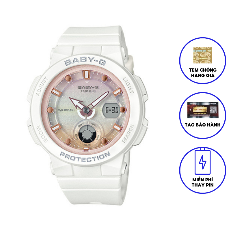 Đồng hồ casio nữ dây nhựa BABYG BGA-250-7A2DR chính hãng