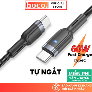 Dây sạc nhanh Type C 60W tự ngắt điện Hoco cáp bọc dù siêu bền dùng cho samsung xiaomi máy tính bảng