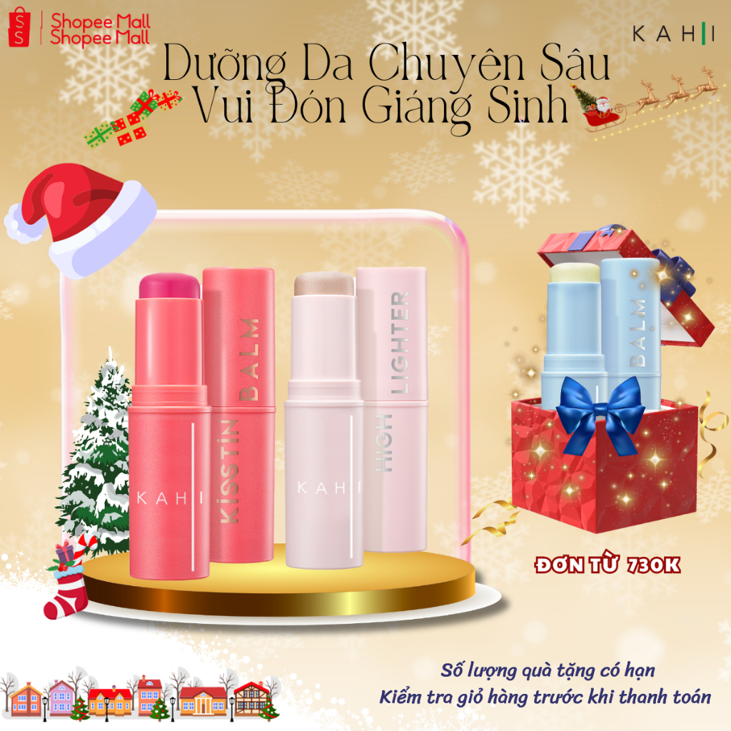 CẶP ĐÔI SÁP DƯỠNG KẾT HỢP MAKEUP NHẸ NHÀNG - KAHI HighLighter & KAHI Kisstin Balm Pink