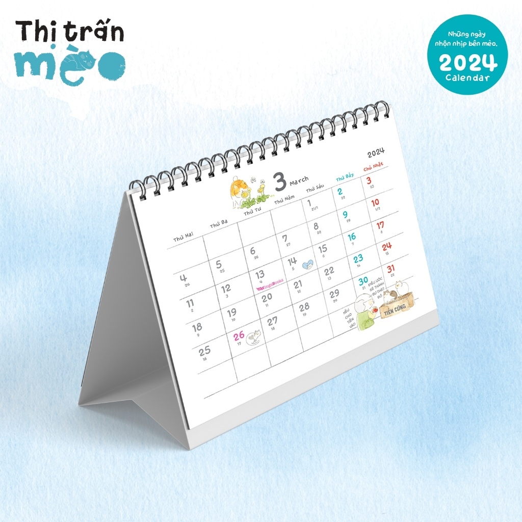 Lịch 2024 - Thị Trấn Mèo - Lịch để bàn NXB Kim Đồng