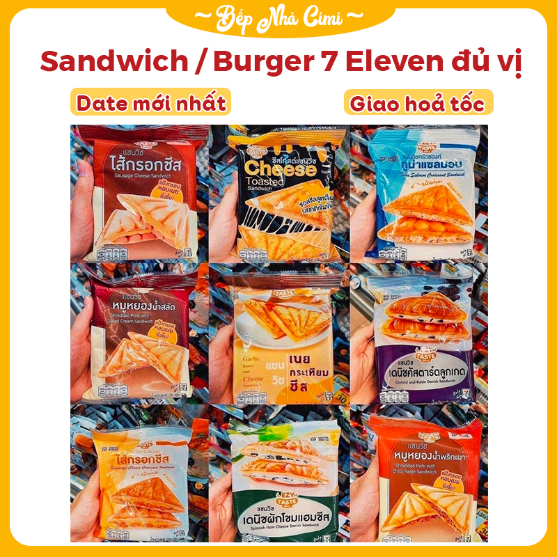 [Order giao 25/4 HN] Bánh Sandwich / Burger 7 Eleven Thái Lan đủ vị - Bếp Nhà CIMI