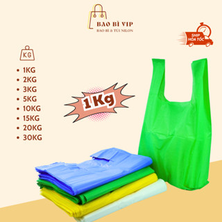 Túi đựng rác có quai 1KG, đủ màu túi nilon túi xốp siêu thị đựng thực phẩm đựng hàng