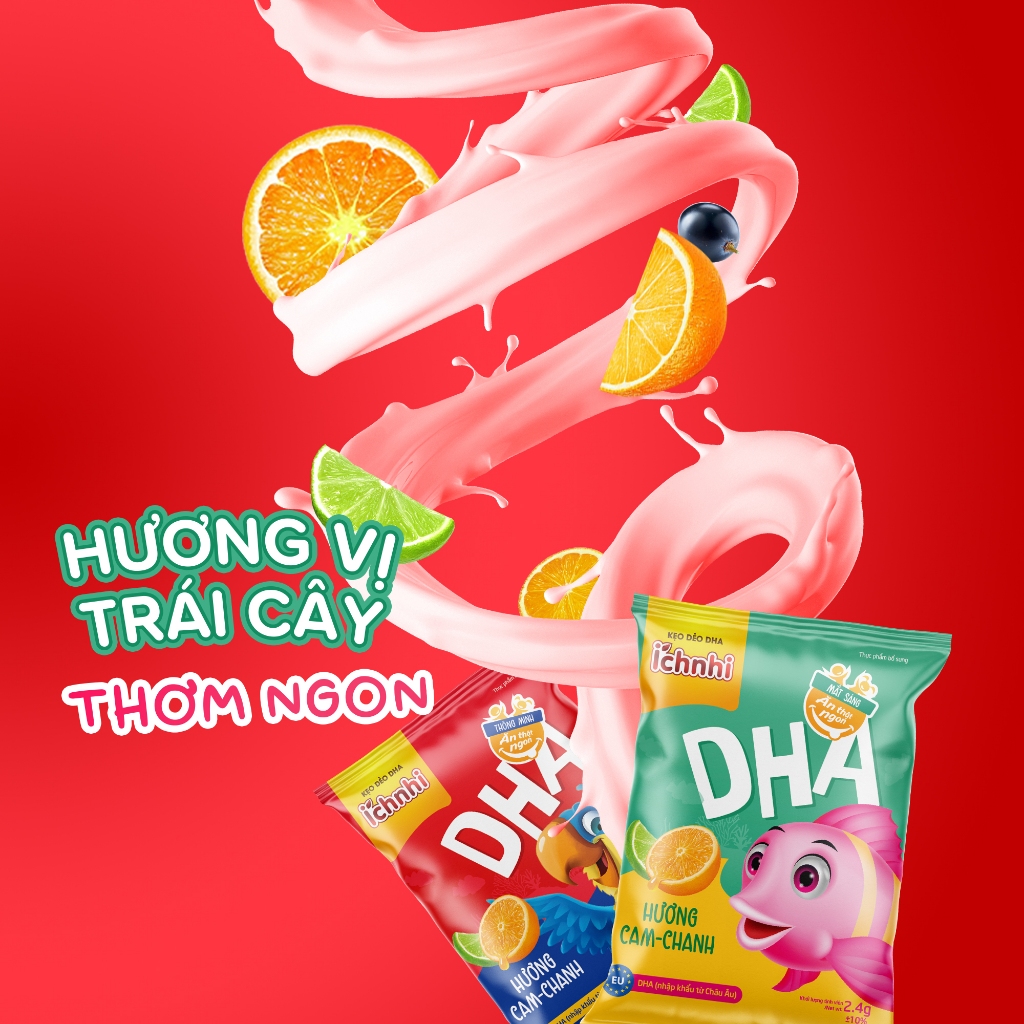 ComBo 3 Dây Kẹo dẻo DHA (dây 10 gói) Ích Nhi phát triển trí não, tăng cường thị lực, giảm mỏi mắt cho bé, hương trái cây