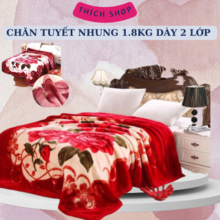 Chăn mền 3KG nhung 2 lớp loại dày siêu ấm mền mịn 1,6m bao đẹp cao cấp