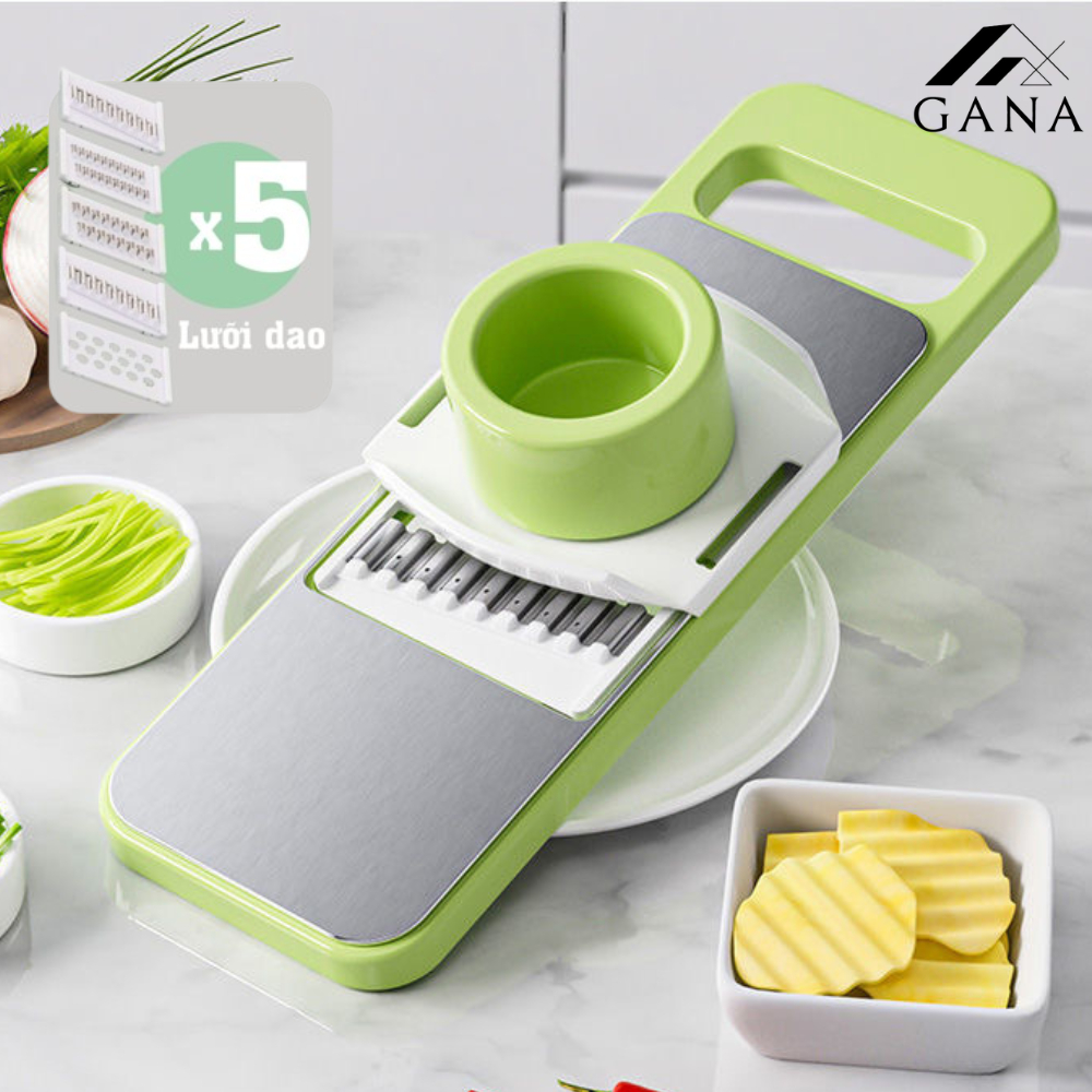 Bộ nạo rau củ quả 5 lưỡi dao, INOX 304 không gỉ, đồ bào rau củ đa năng cao cấp đa năng tiện dụng nhà bếp.