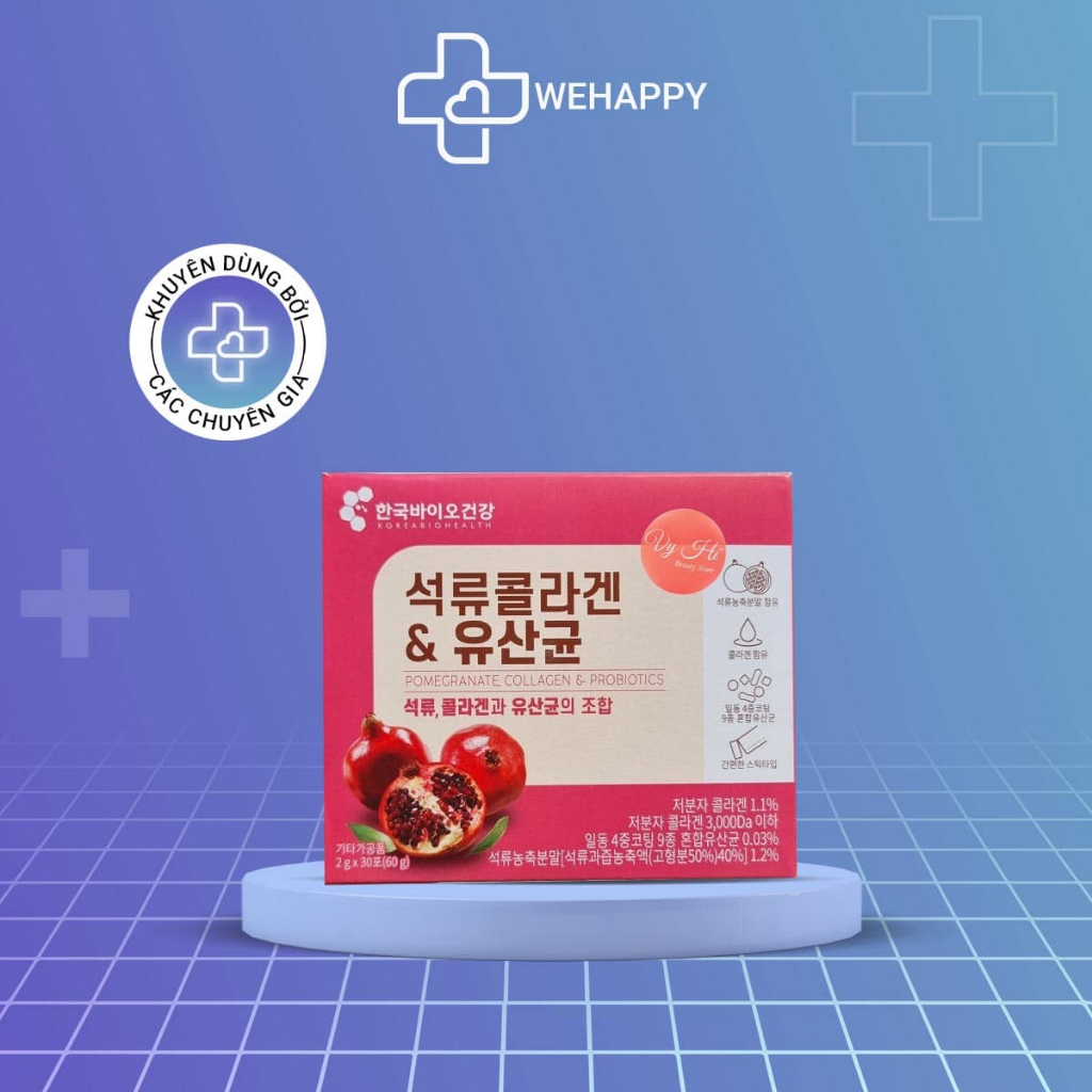 Collagen Lựu Đỏ Hàn Quốc 30 Gói Chính Hãng - Bột Collagen Lựu Đẹp Da Thải Độc Gan Mờ Nám Tăng Đàn Hồi Cho Da