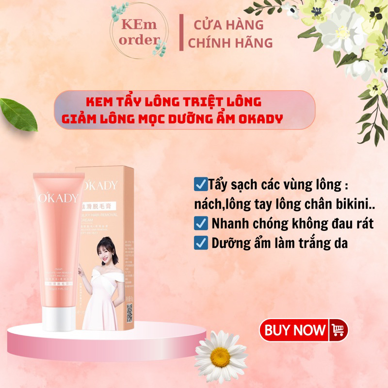 Kem Tẩy Lông Okady Nội Địa Trung_ Sạch Lông, Êm Ru Không Đau Rát ,Kích Ứng 60gr