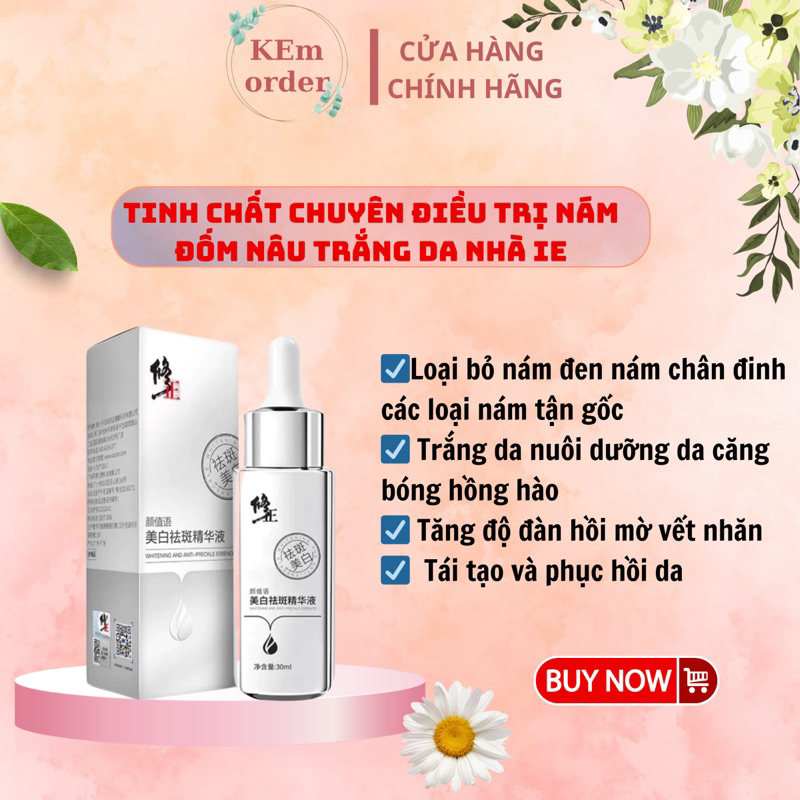 Tinh chất làm trắng và loại bỏ tàn nhang, mờ thâm nám, dưỡng ẩm, giữ ẩm, làm sáng màu da