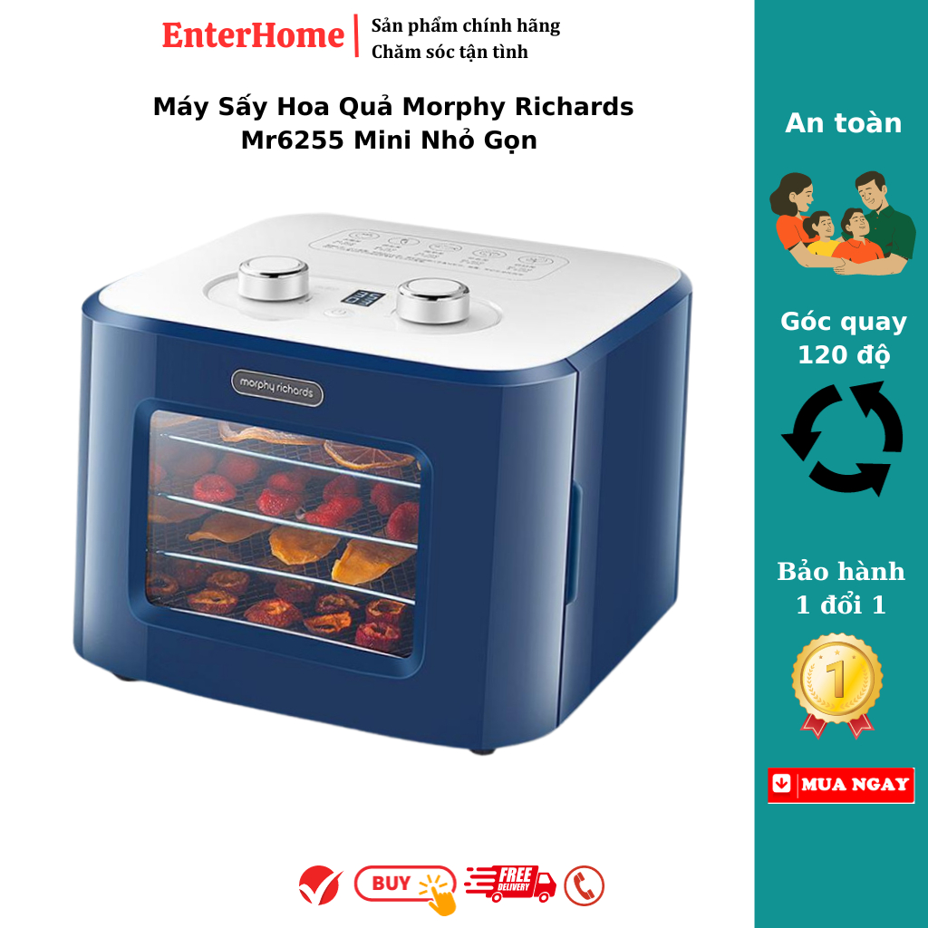 Máy Sấy Thực Phẩm Hoa Quả Gia Đình Morphy Richards Mr6255 Mini Nhỏ Gọn, Hàng Chính Hãng-BH 12 Tháng-