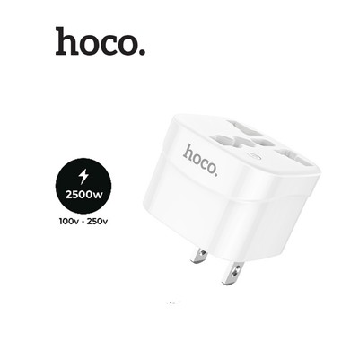 Chân Cắm Chuyển Đổi 2in1 Hoco DC60 AC250V 10A | 2500W ,  nhỏ gọn tiện lợi khi đi du lịch,chuyển đổi 3 chấu sang 2 chấu