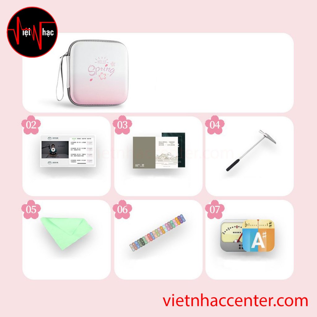 Đàn Kalimba HLURU Sakura 17 Phím Tặng Bao Đựng Chống Shock Hoa Anh Đào