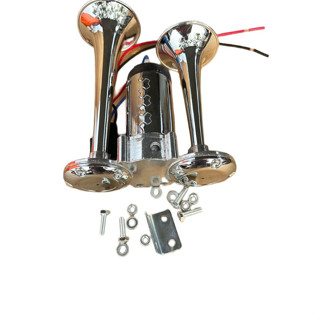 Còi sinh hơi 2 loa mạ crom. Còi hơi cho xe không có bình hơi điện 12v và 24v.