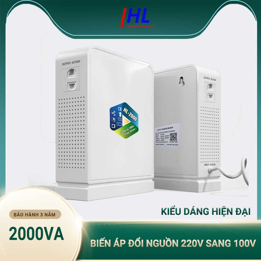 [100% Dây Đồng] Biến Áp Đổi Nguồn 220v ra 100v 110v công suất 2000VA - Bảo Hành 3 Năm -  Chính Hãng Điện Tử Hợp Long