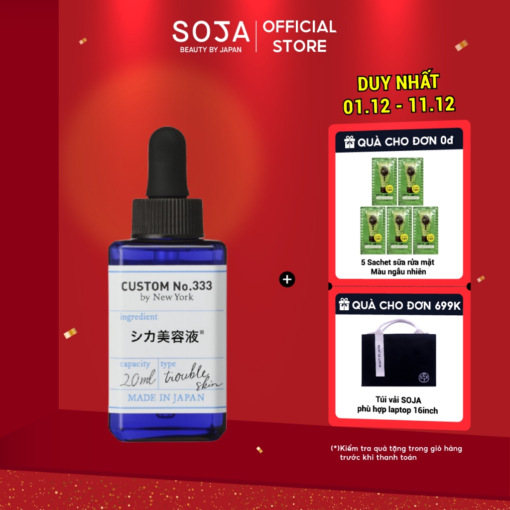 Tinh Chất Cica Làm Dịu Và Dưỡng Ẩm Custom No.333 by New York Cho Da Bị Tổn Thương 20 mL Cica Serum