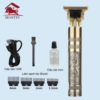 Tông đơ cắt tóc, chấn viền VINTAGE-T9 nhỏ gọn, tăng đơ cắt tóc sạc điện, pin cực bền, cao cấp