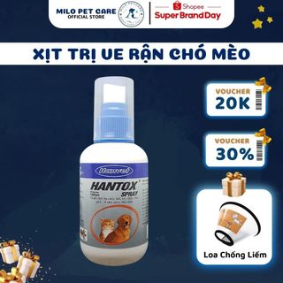 Lọ xịt ngừa ve rận chó mèo rận mèo dành cho thú cưng hantox 100 - xịt hết rận chó mèo