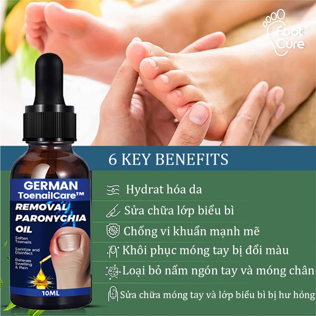 Tinh Chất Nấm Móng German Removal Paronychia Oil - Serum Kháng Khuẩn Phục Hồi Móng - Bảo Vệ Móng Loại Bỏ Nấm Móng
