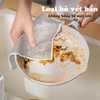 Set 5 Khăn lưới dùng lau chén dĩa chất liệu sợi kim loại chống bám dầu dễ dàng rửa sạch