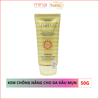 Kem Chống Nắng Dưỡng Trắng Nâng Tone Da Dành Cho Da Dầu Mụn RIORI Whitening UV Sun Block Cream SPF 50+/PA+++ 50g