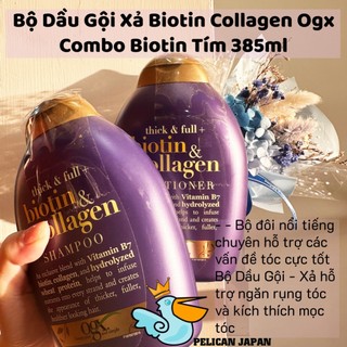 Bộ Dầu Gội Xả Biotin Collagen Ogx Combo Biotin Tím 385ml