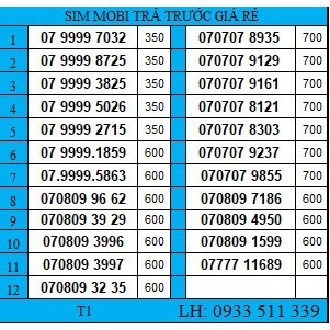 Sim mobi số đẹp, số tiến giá rẻ