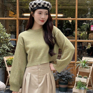  Áo len dài tay  áo len croptop tay dài dáng ngắn màu kem màu đen vải len QCCC Loại 1 dày dặn không xù không ngứa 