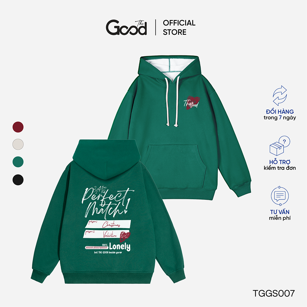 Áo Hoodie THE GOOD Perfect Match , Áo Hoodie Nỉ Lông Unisex Form Rộng Basic