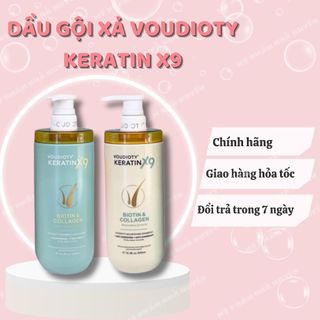 Dầu Gội Xả Voudioty Keratin x9 500ml cung cấp dưỡng chất phục hồi tóc hư tổn nặng