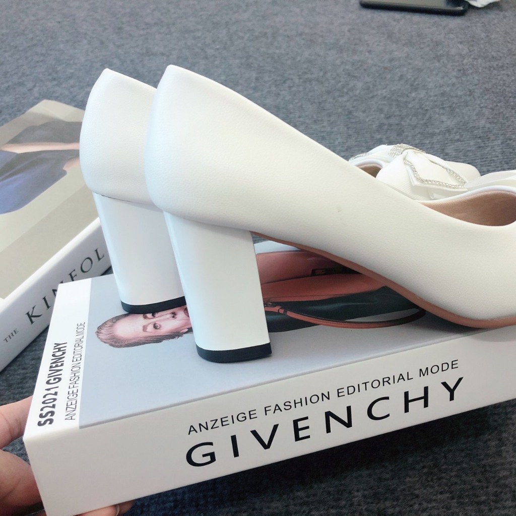 Giày cao gót nữ 5cm mũi nhọn có nơ lụa kiểu dáng tiểu thư đế cao su non mềm êm chân